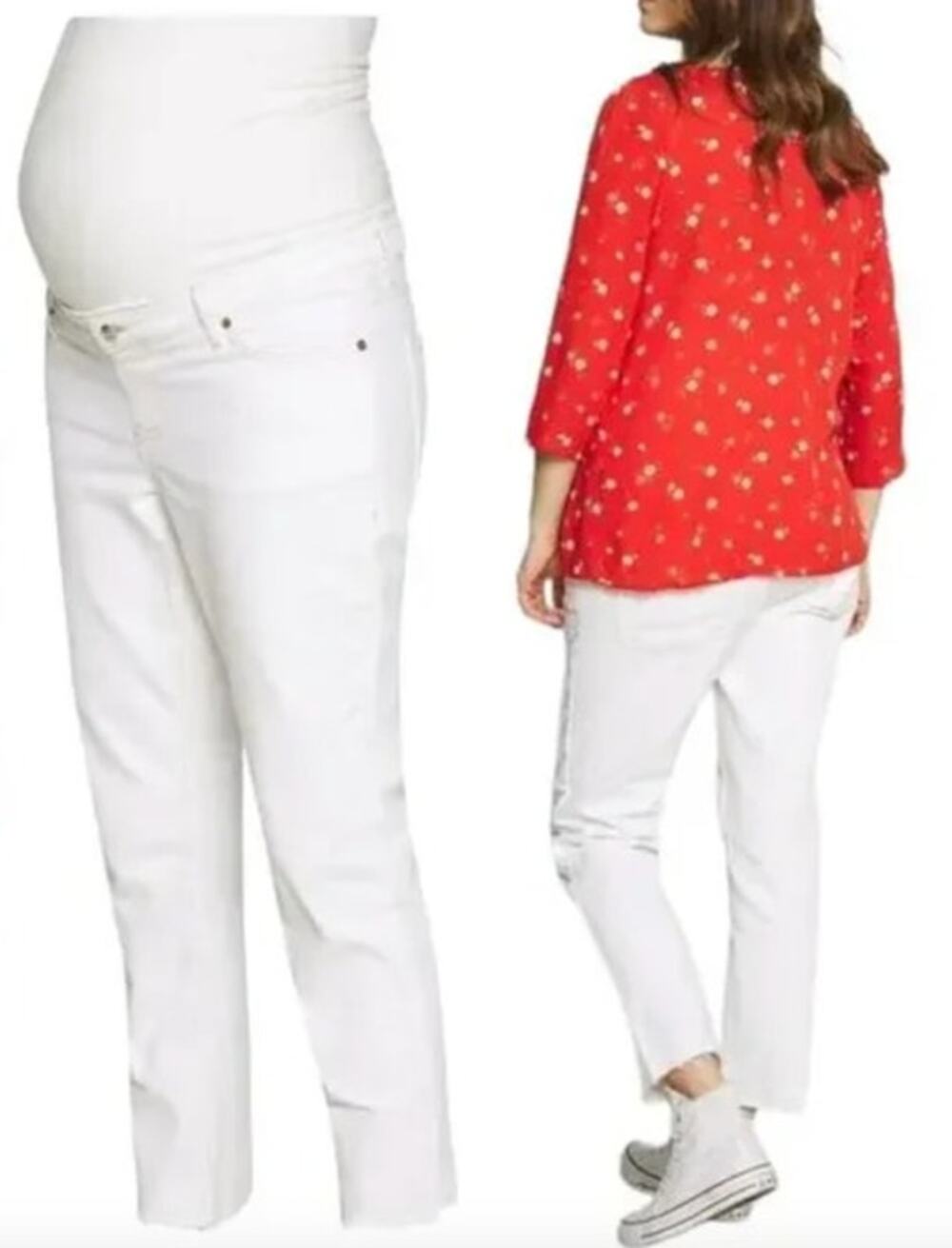 TOPSHOP Maternity Jeans Size W30 White Straight Leg NEW Over Belly Stretch